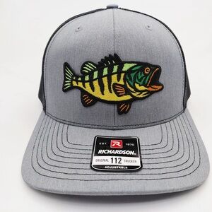 Peacock Bass Richardson 112 Gray Outdoor Fisherman Embroidered Trucker Hat